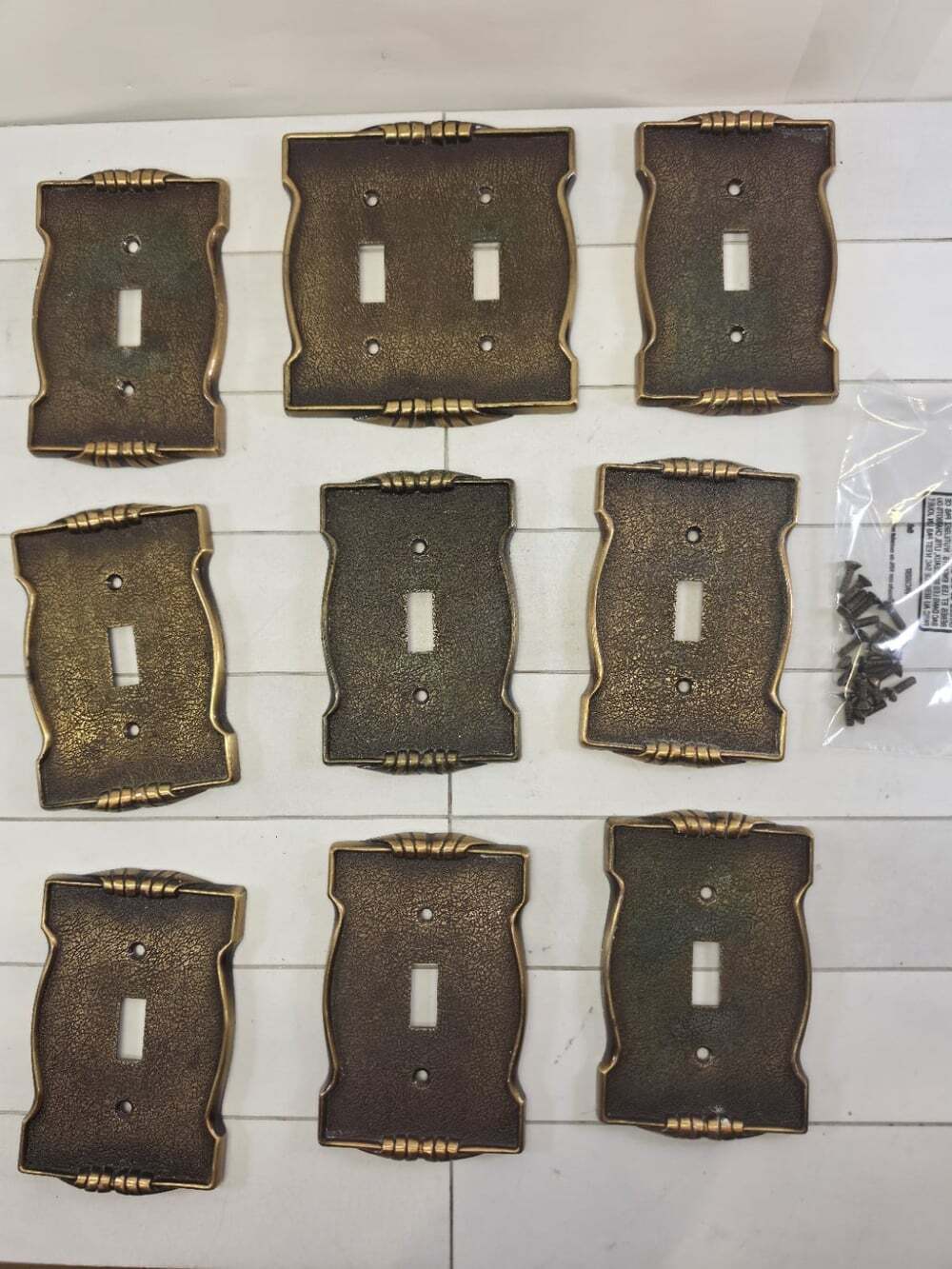 Vintage Brass Switch Plate Cover Lot 9 Ornate Outlet Covers